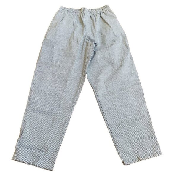 Chef Pants Black & White Houndstooth Unisex Elastic Waist Two Large Pockets - Picture 1 of 5